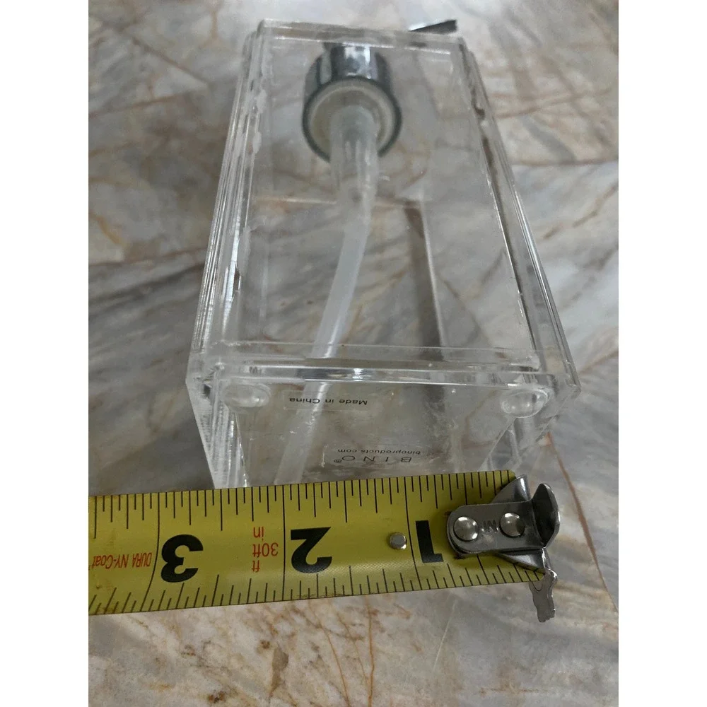 BINO Clear Acrylic Soap Dispenser Rectangular Chrome Pump Modern Bathroom Decor